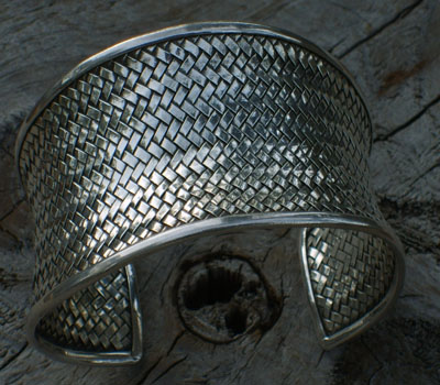 Sterling Silver Jewelry Basketweave Cuff Bracelet